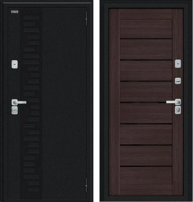 Дверь Браво Thermo Техно Д2/BChrome Букле черное/Wenge Melinga